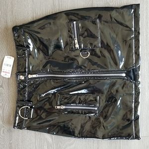 Tiger Mist Black Patent Leather Mini Skirt - S